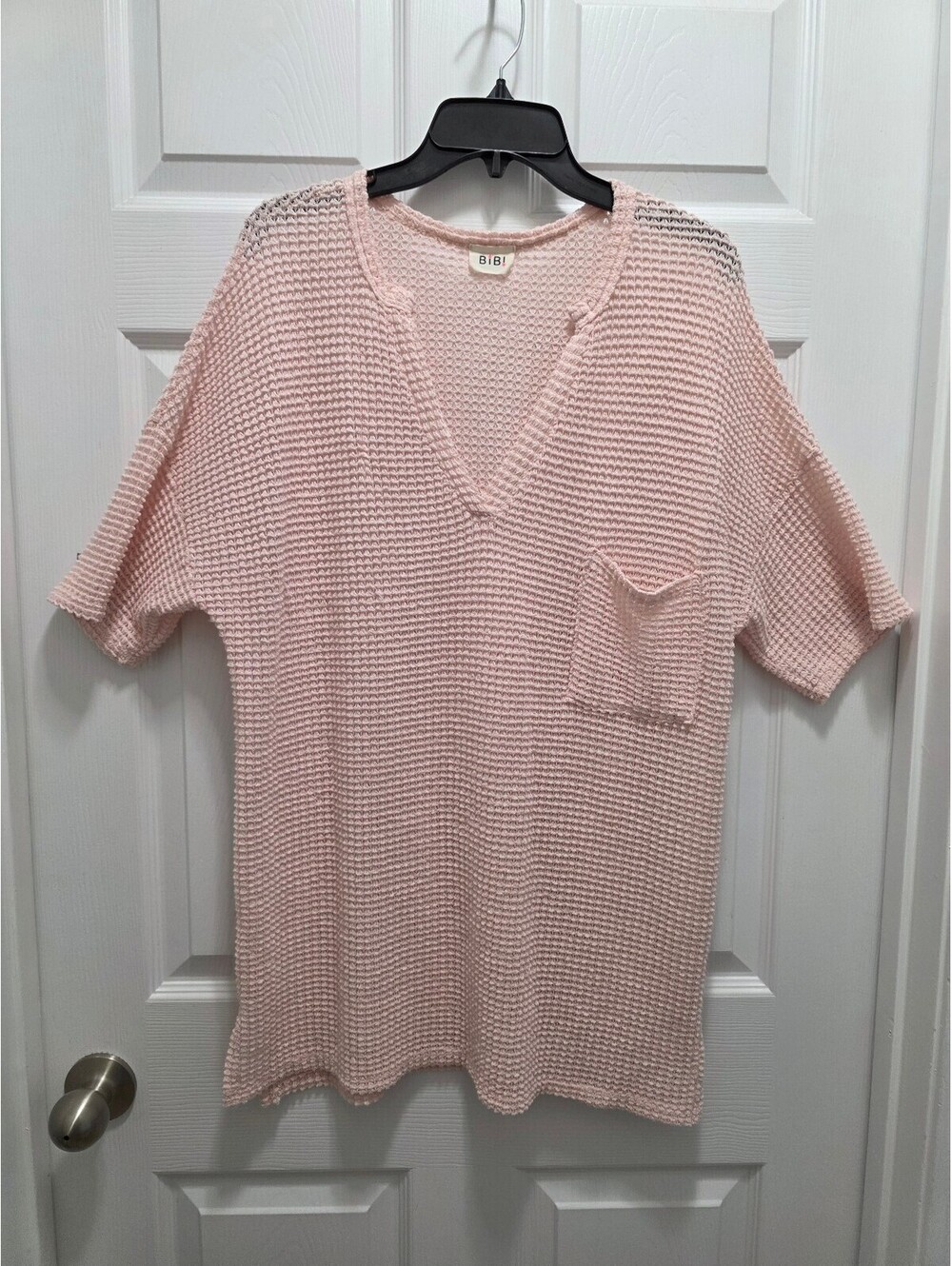 BiBi Pink Textured V-Neck Sweater XL
